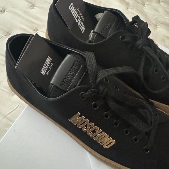 NWT - Moschino - Black Logo Plaque Sneakers - Size 44IT / 11US - Picture 6 of 14